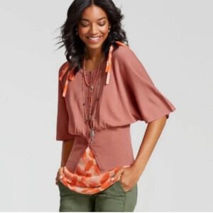 CAbi‎ #5284 Brick Dust Kimono Cardigan Sweater Dusty Rose size medium